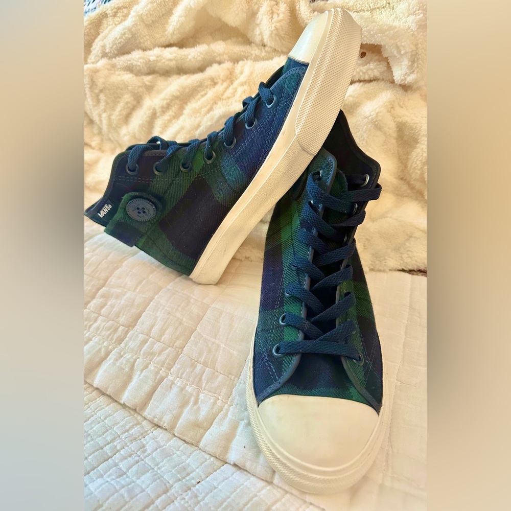 ULTRA RARE Tartan High Top Vans W/Hidden Internal Wedge Add 1” Of Height M6 W7.5
